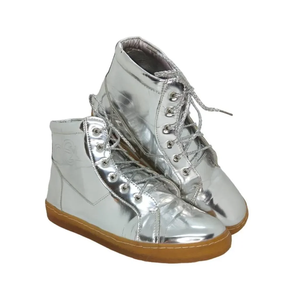 HIP HOP DANCE Women's Reflective Silver Sneakers - Size: 9